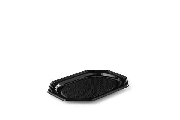 Sushi Catering Servier-Platten, schwarz aus PET