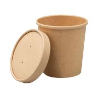 Suppenbecher mit Deckel aus Hartpapier braun 240ml 8oz.,...