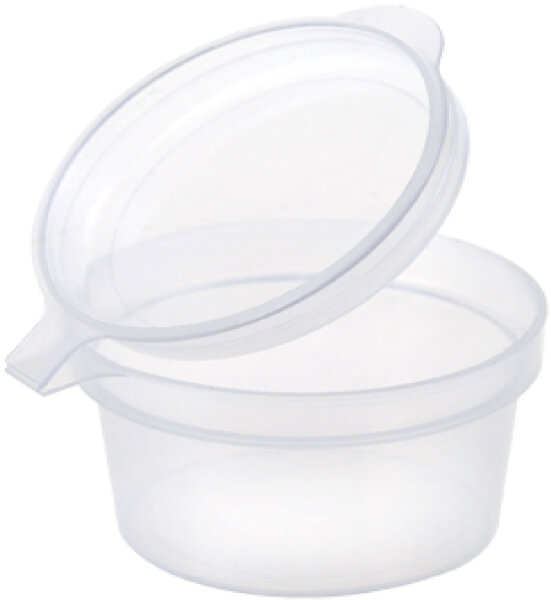 Soßenbecher mit anhängendem Deckel, 25 ml, rund, VE 1.000 Stck.