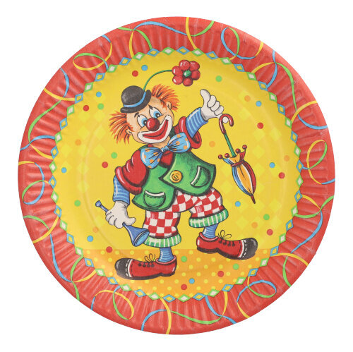 500 Teller, Pappe rund Ø 23 cm "Clown"
