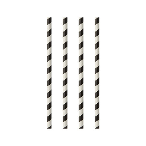 1000 Trinkhalme, Papier Ø 6 mm · 20 cm schwarz/weiss "Stripes"