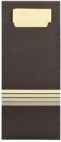 520 Bestecktaschen 20 cm x 8,5 cm schwarz/creme "Stripes" inkl. farbiger Serviette 33 x 33 cm 2-lag.