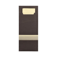 520 Bestecktaschen 20 cm x 8,5 cm schwarz/creme "Stripes" inkl. farbiger Serviette 33 x 33 cm 2-lag.