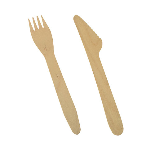 500 Bestecke, Holz "pure" 16,5 cm (Messer, Gabel)