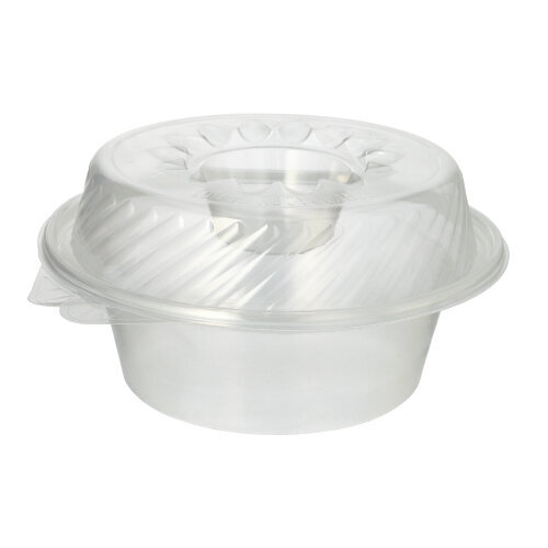 100 Feinkost- und Salatschalen mit Klappdeckel PP rund 1400 ml 11,4 cm x 22 cm x 21,5 cm transparent mit Dipfach