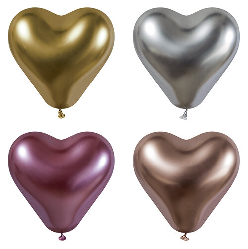 40 Luftballons Ø 28 cm farbig sortiert "Glossy Heart" large