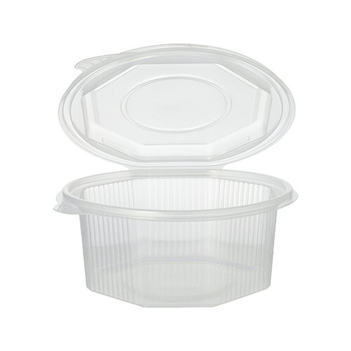 300 Verpackungsbecher mit Klappdeckeln, PP 8-eckig 750 ml 6,1 cm x 13 cm x 13 cm transparent