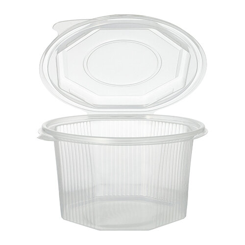 300 Verpackungsbecher mit Klappdeckeln, PP 8-eckig 1 l 8,3 cm x 13 cm x 13 cm transparent