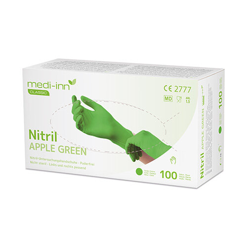 1000 "Medi-Inn® Classic" Handschuhe, Nitril puderfrei apfelgrün "Nitril Apple Green" Größe L