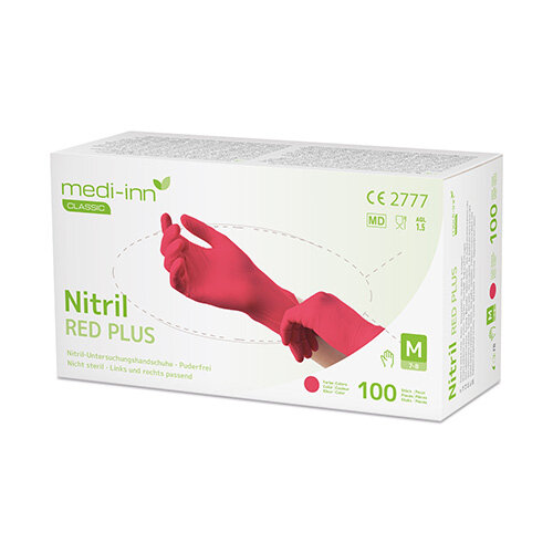1000 "Medi-Inn® Classic" Handschuhe, Nitril puderfrei rot "Nitril Red Plus" Größe L