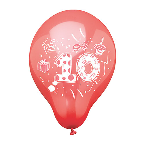 72 Zahlenluftballons Ø 25 cm farbig sortiert "10"