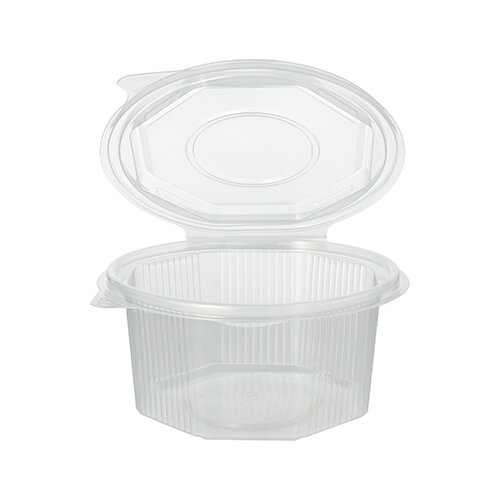 500 Verpackungsbecher mit Klappdeckeln, PP 8-eckig 500 ml 5,6 cm x 11 cm x 11 cm transparent