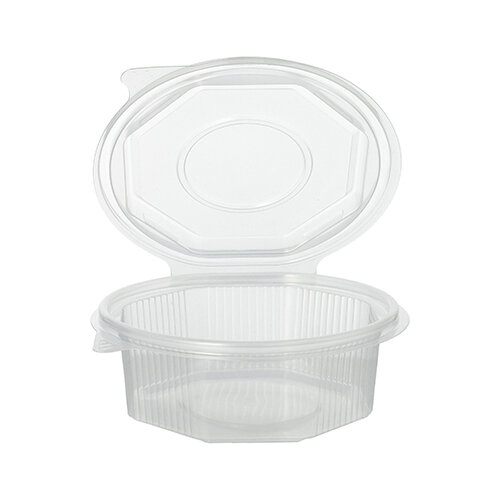 500 Verpackungsbecher mit Klappdeckeln, PP 8-eckig 375 ml 4,2 cm x 11 cm x 11 cm transparent