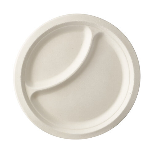 500 Teller, Zuckerrohr "pure" 2-geteilt Ø 23 cm · 2 cm weiss