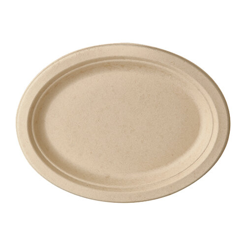 500 Teller, Zuckerrohr "pure" oval 26 cm x 20 cm x 2 cm natur