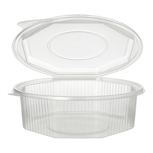 100 Verpackungsbecher mit Klappdeckeln, PP 8-eckig 1,5 l 5,9 cm x 18 cm x 18 cm transparent