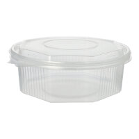 100 Verpackungsbecher mit Klappdeckeln, PP 8-eckig 1,5 l...