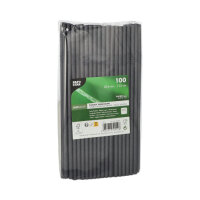 1000 Trinkhalme, Papier Ø 6 mm · 22 cm schwarz flexibel