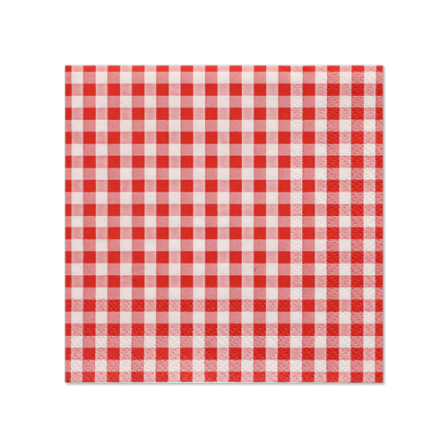 280 Servietten, 3-lagig 1/4-Falz 25 cm x 25 cm rot "Vichy Karo"