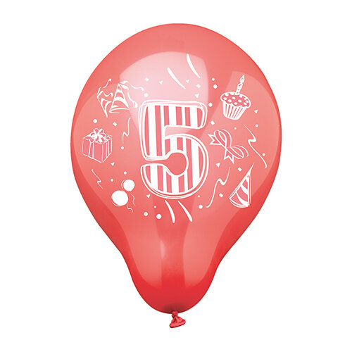 72 Zahlenluftballons Ø 25 cm farbig sortiert "5"