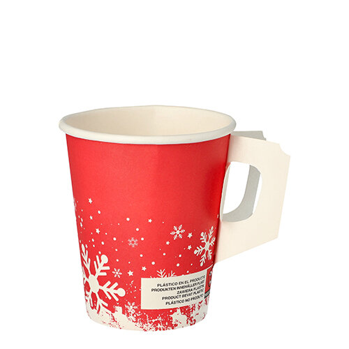 1000 Trinkbecher mit Henkel, Pappe 0,2 l Ø 8 cm · 9,3 cm "Winter Time"