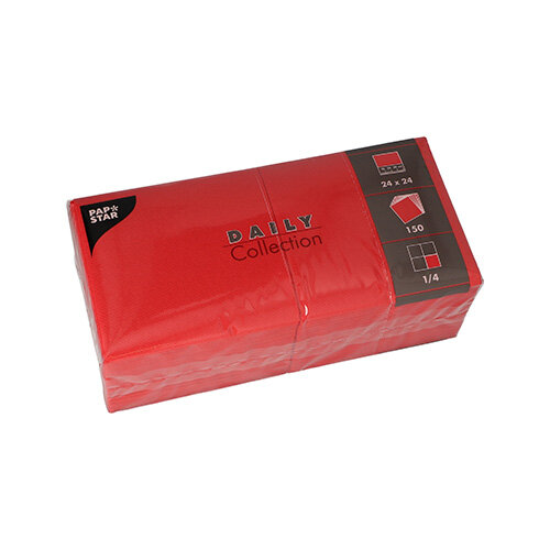 900 Servietten "DAILY Collection" 1/4-Falz 24 cm x 24 cm rot