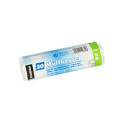 500 Müllbeutel, HDPE 60 l 72 cm x 60 cm transparent