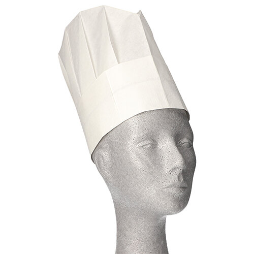 100 "WORK-INN/-PS" Kochmützen, Krepp 23 cm x 27,7 cm weiss "Provence" Größenverstellbar
