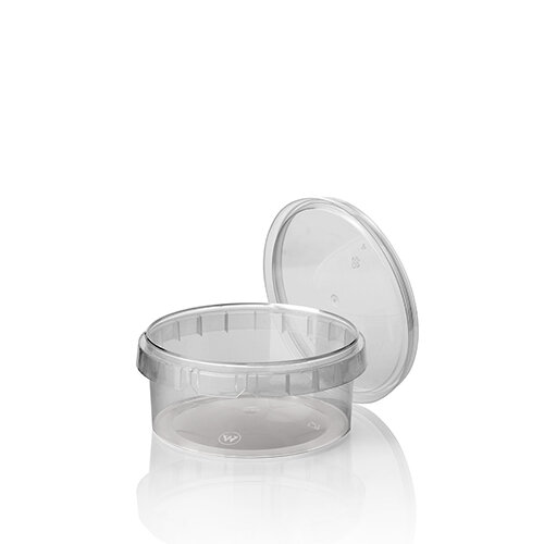 350 Feinkostbecher, PP 300 ml Ø 11,8 cm · 5,1 cm transparent mit Originalitätsverschluss