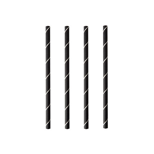 4000 Cocktail Trinkhalme, Papier Ø 7 mm · 15 cm schwarz/weiss "Stripes"