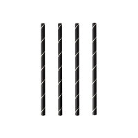 4000 Cocktail Trinkhalme, Papier Ø 7 mm · 15 cm schwarz/weiss "Stripes"