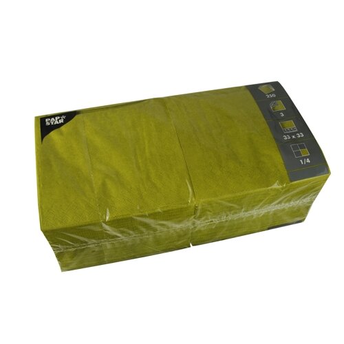 1000 Servietten, 3-lagig 1/4-Falz 33 cm x 33 cm olivgrün