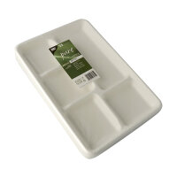125 Menü-Trays, Zuckerrohr "pure" 5-geteilt 2,4 cm x 21,6 cm x 31,7 cm weiss
