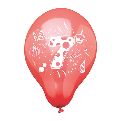 72 Zahlenluftballons Ø 25 cm farbig sortiert "7"
