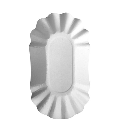 1500 Schalen, Pappe oval 10,5 cm x 17,5 cm x 3 cm weiss KU0B