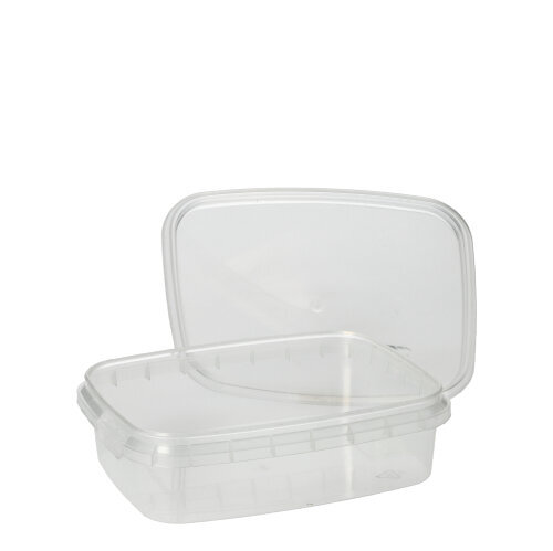 550 Feinkostbecher, PP eckig 150 ml 2,9 cm x 8,6 cm x 10,9 cm transparent mit Originalitätsverschluss