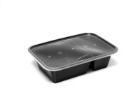 Mikrowellenschale schwarz TNZ1000, PP m. Deckel, 2-geteilt 1000ml, VE 200 Sets