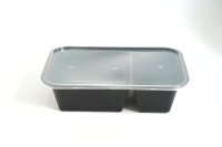 Mikrowellenschale schwarz TNZ1000, PP m. Deckel, 2-geteilt 1000ml, VE 200 Sets