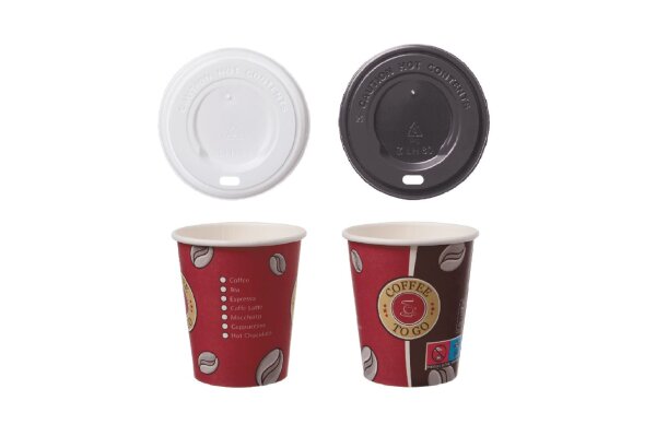1.000 Coffee to Go Becher 200 ml m. Deckel schwarz Pappbecher