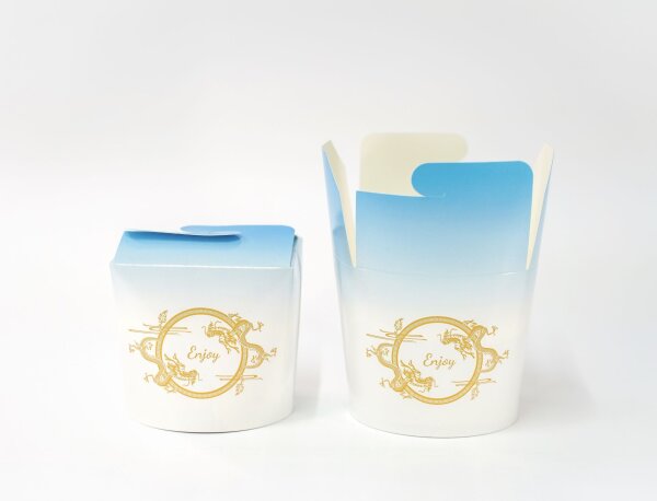 500 Foodbox "Dragon" blau 24oZ. Nudelbox - Asia To Go Box aus Pappe