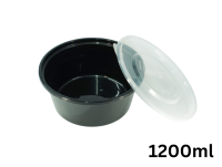 Mehrweg Mikrowellen Suppenbecher m. Deckel 1200 ml PP EU1200RD schwarz, VE 150 Sets