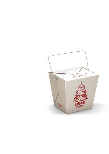 500 Foodbox mit Henkel "Pagode" 16oZ. Nudelbox - Asia-Box aus Hartpapier