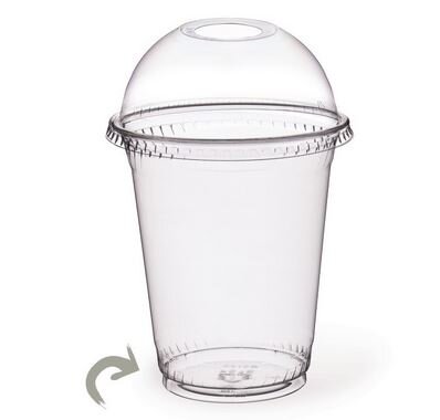 50 Stk. Smoothiesbecher + Domdeckel mit Öffnung 300 ml, Ø 95mm, PET, glasklar...