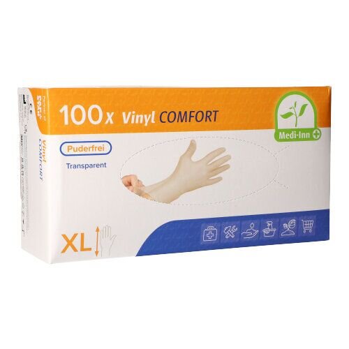 Medi-Inn "Medi-Inn® PS" Handschuhe, Vinyl puderfrei "Comfort" Größe XL 93024 Einweghandschuhe Hygiene Vinylhandschuhe, 100 Stück