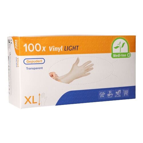 Einmalhandschuhe Vinyl Einweghandschuhe aus Vinyl leicht gepudert von Medi-Inn(Größe: XL (X-large),Menge: 100 Stück)